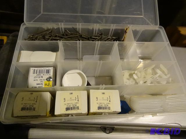 lot 275 image: Plano plastic hardware case with misc screws...