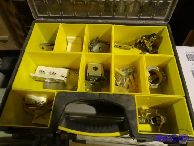 lot 285 image: Stanley hardware case with misc cabinet hardw...