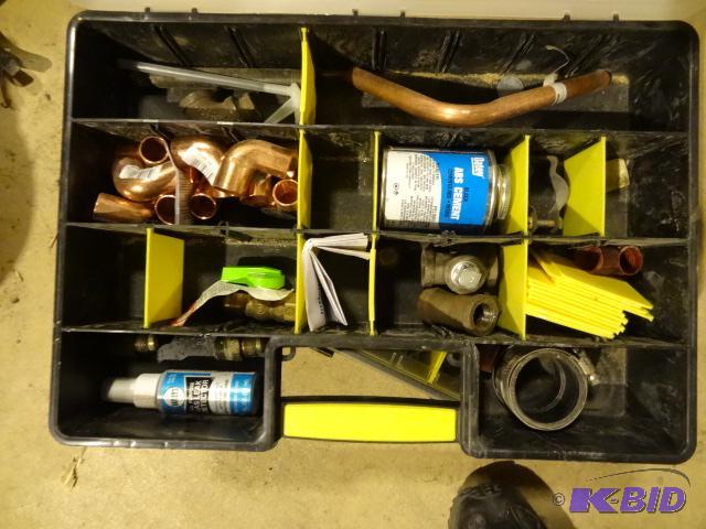 lot 294 image: Stanley Hardware Case with Misc Pipe Fittings...