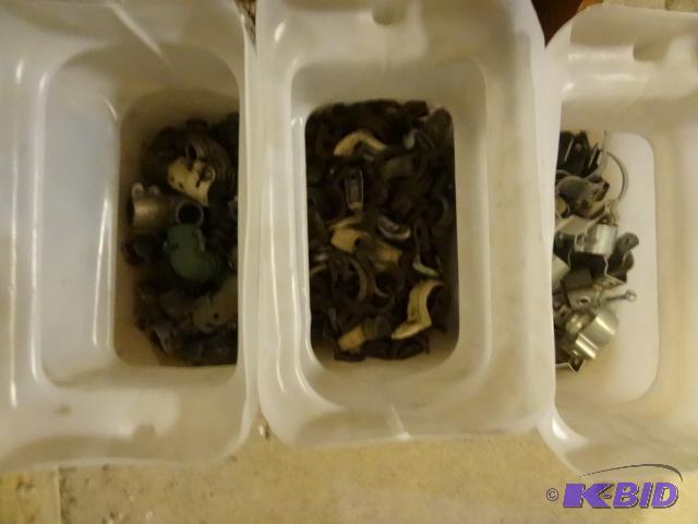 lot 332 image: Pipe Clamps and Metal Box 90 Degree Elbows...