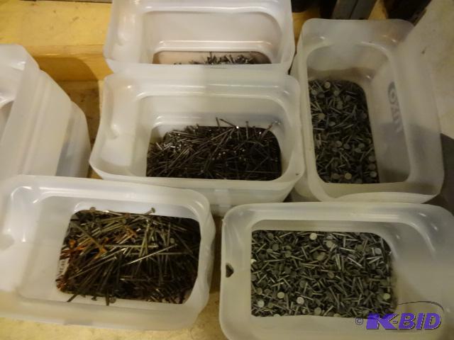 lot 336 image: 9 Bins of Misc. Nails...