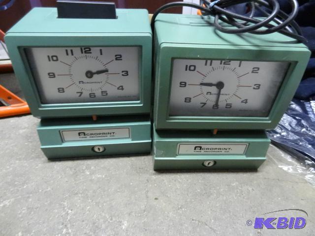 lot 53 image: Acro print time clocks. One key fits both...