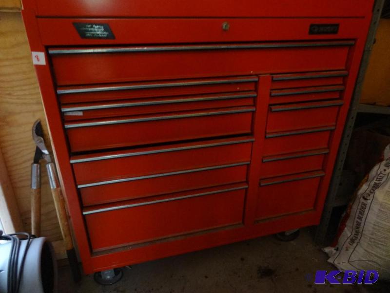 lot 8 image: Husky Tool Box Cabinet On Wheels 12 Drawer In...