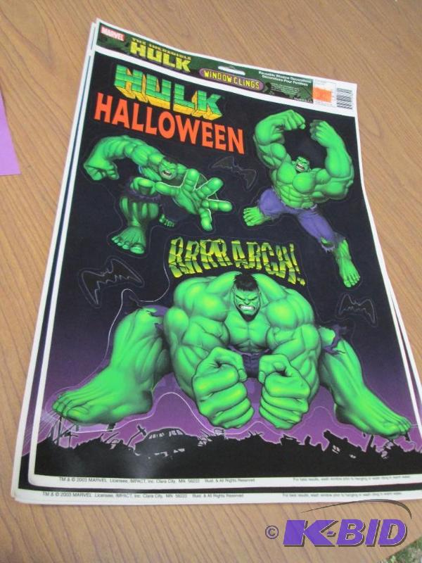 incredible hulk window clings- 6 sheets...