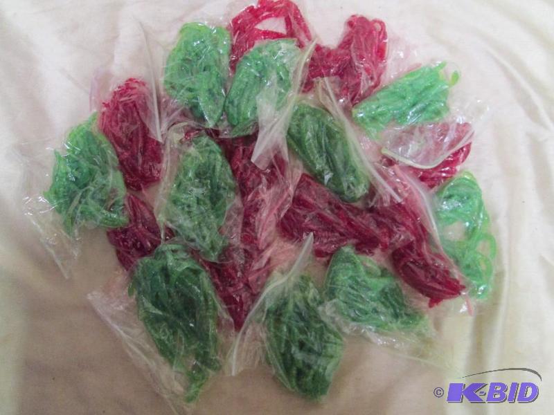 Lot of 20 bags of 4 jig worms.10 green glitte...