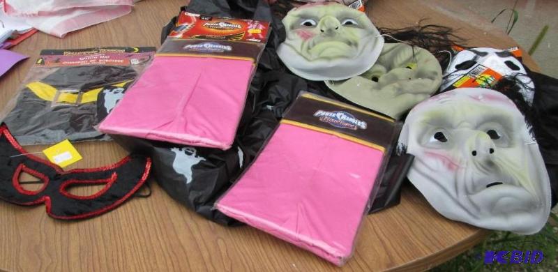mixed lot of halloween masks, caps and pink p...