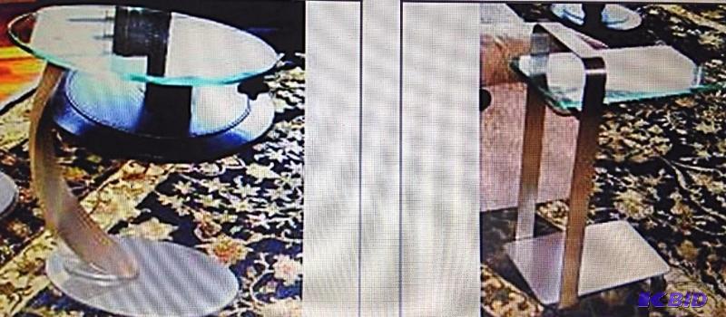 lot 21 image: 2 Modern Glass Tables. Client paid a lot of m...