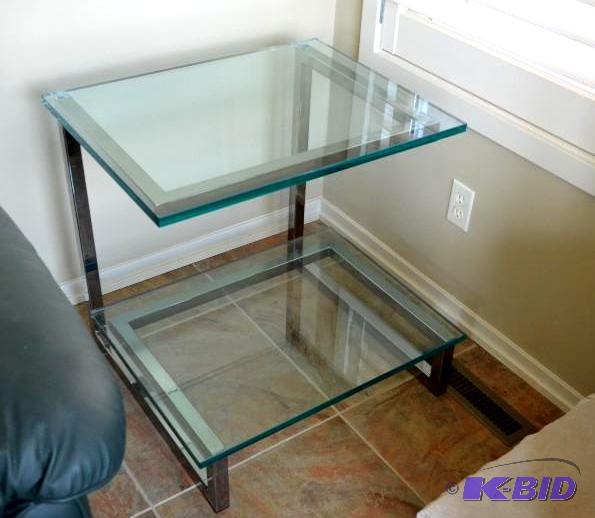 lot 22 image: Retro looking or modern Chrome and thick glas...