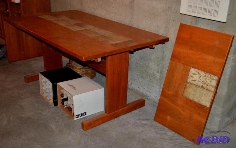lot 6 image: Teak Table with Tile inlay 5 14 x 35 12&qu...