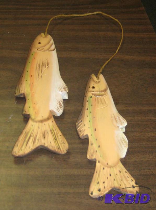 Two Carved Wooden Trout Wall Hanging