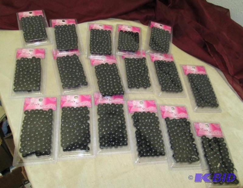 lot 10 image: Qty 17 Black hair beads...