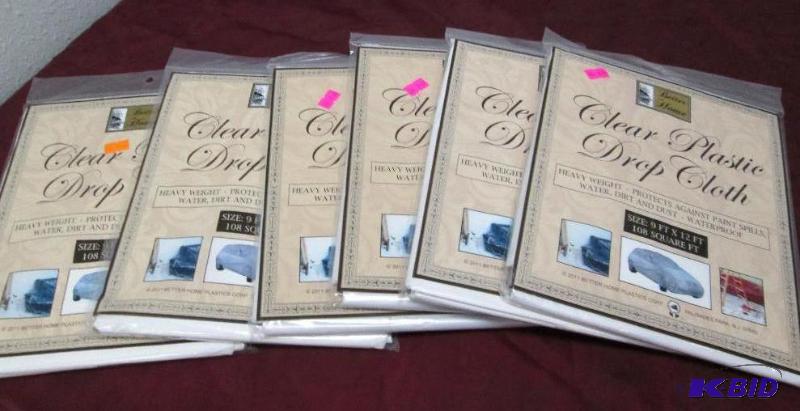 lot 117 image: Qty 6 Better Home Clear Plastic drop cloth si...