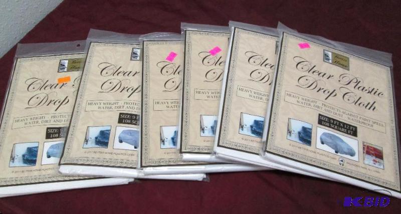lot 118 image: Qty 6 Better Home Clear Plastic drop cloth si...