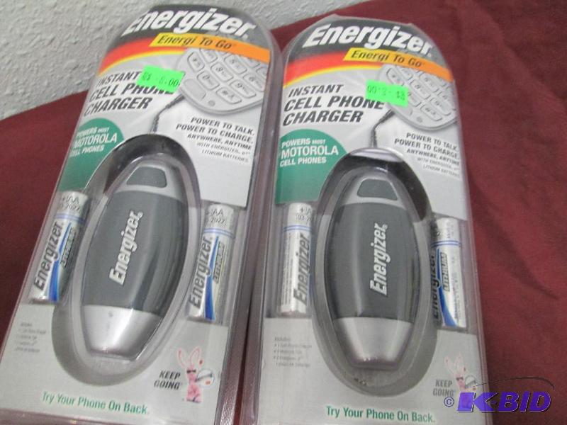 lot 134 image: Qty 2 Energizer Instant cell phone charger-po...