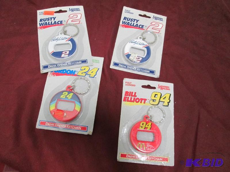 lot 150 image: Qty 4 Drink opener key chain-Rusty Wallace, J...