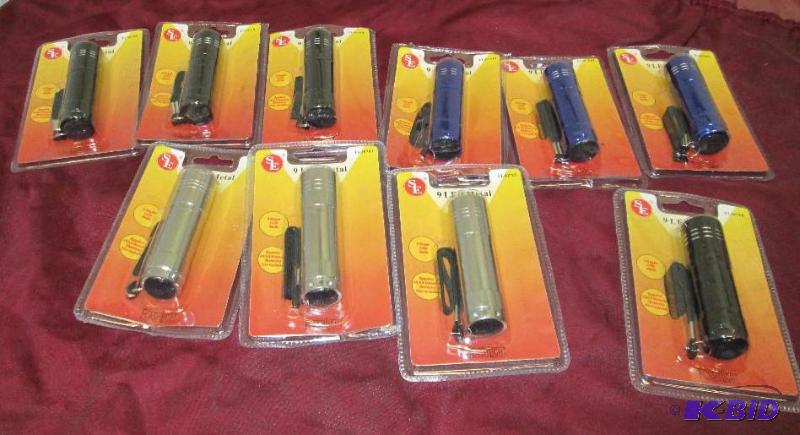 lot 201 image: Qty 10 SE Led Metal flashlight colors black, ...