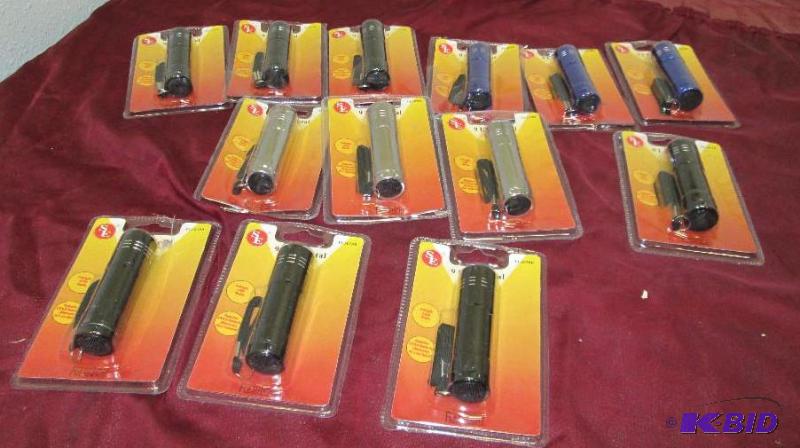 lot 203 image: Qty 10 SE Led Metal flashlight colors black, ...