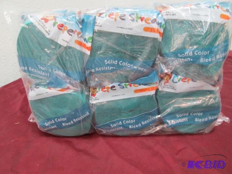 lot 205 image: Qty 12 Crepe streamer color teal...