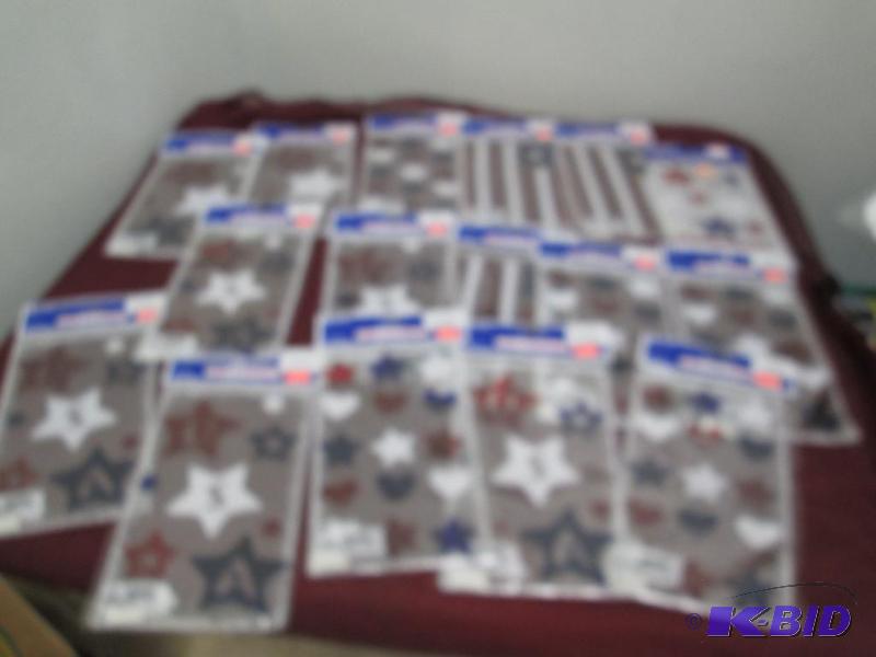 lot 222 image: Qty 16 Window Gel Clings-Stars, flags, Stars ...