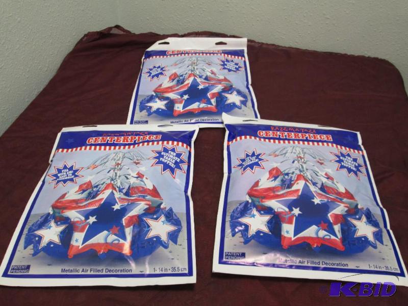 lot 225 image: Qty 3 Razz-ma-tazz centerpiece-metallic air f...