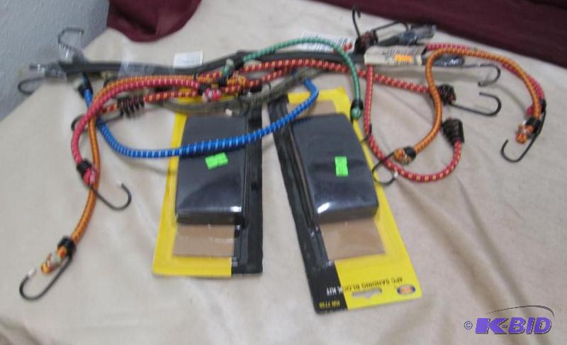 lot 241 image: Qty 2 4pc sanding block kit and 11-Bungee cor...