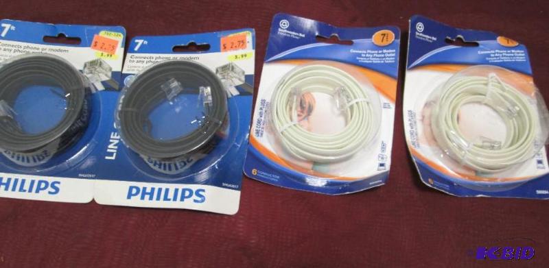 lot 284 image: Qty 4 Trisonic and Philips 7ft connects phone...
