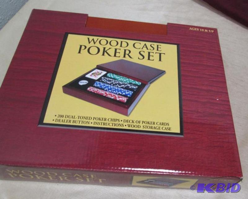 lot 300 image: Wood case poker set...