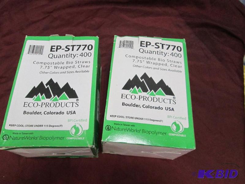 lot 315 image: Qty 2 boxes of compostable bio straws each, b...