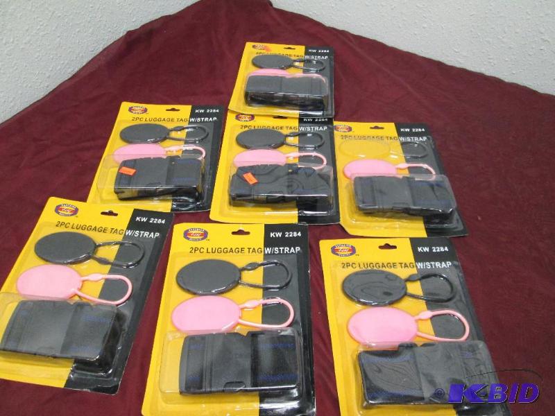 lot 342 image: Qty 7 2 PC Luggage Tag wstrap (missing one l...