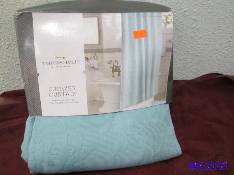 lot 348 image: Threshold shower curtain blue Vine Silhouette...