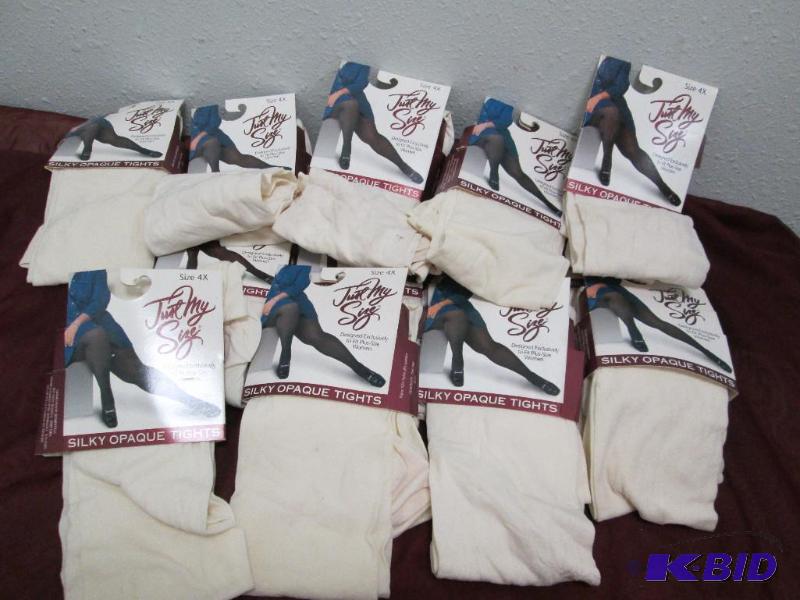 lot 56 image: Qty 13 Leggs wear hosiery size 4x color Ivory...