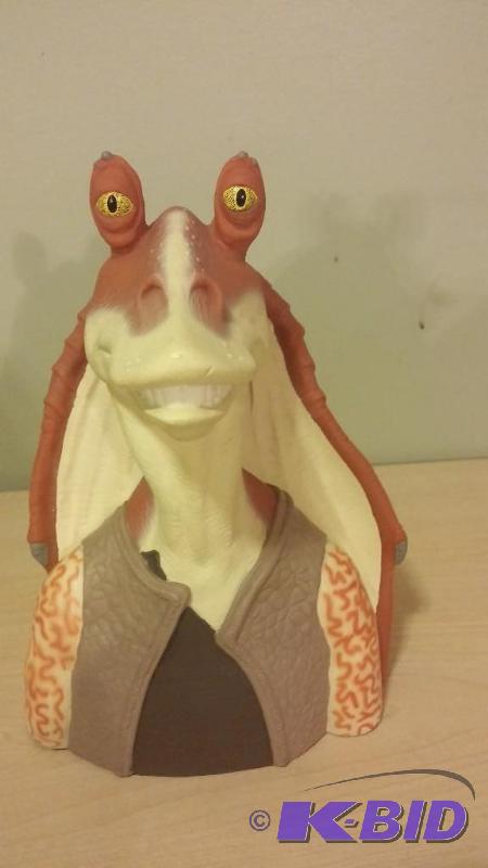 lot 28 image: Star Wars Jar Jar Binks hard plastic Coin Ban...