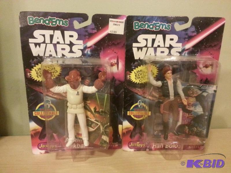 lot 58 image: Lot of 2 Bend-ems Figures. Han Solo and Admir...