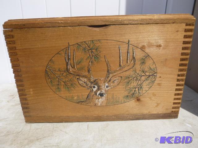 lot 108 image: Wooden Ammo Box 10 12" X 16" X 8 3...