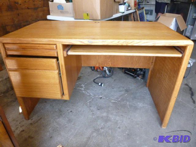 lot 14 image: Oak Computer Desk 30 12" X 49" X 2...