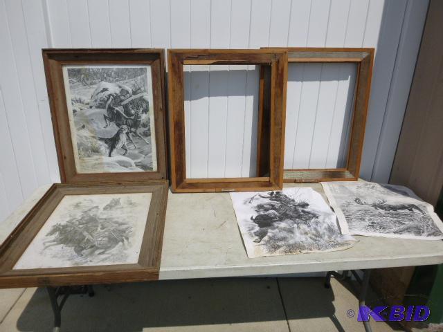 lot 35 image: 4 Wild Life Prints With Barn Wood Frames...