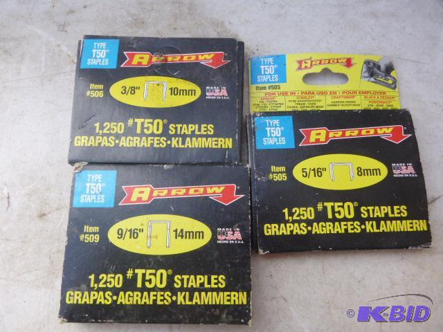 lot 98 image: 3 Boxes of Arrow Staples 516", 38"...