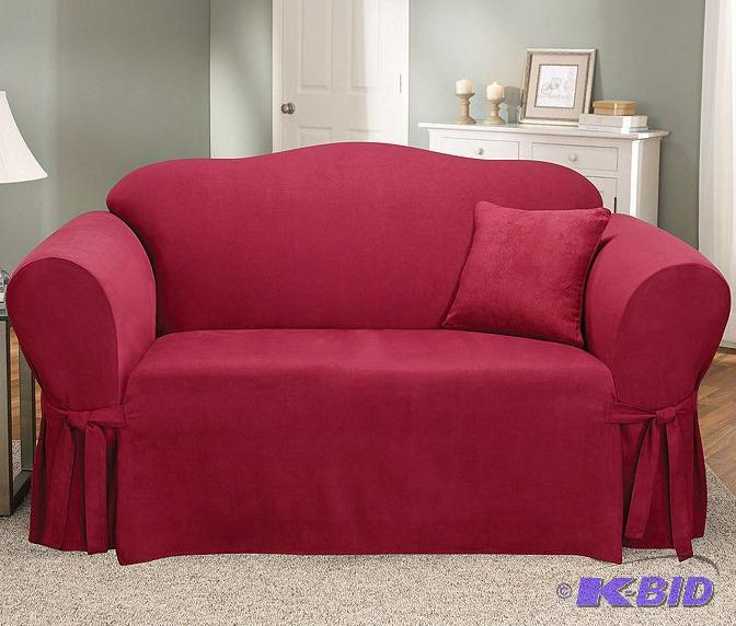lot 80 image: Soft Suede Loveseat Slipcover
