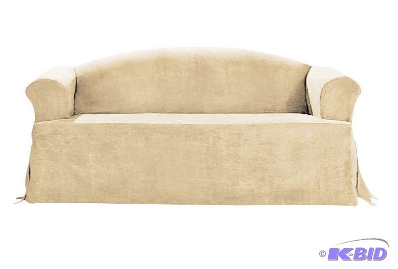 lot 83 image: Suede Sofa T-Cushion Slipcover