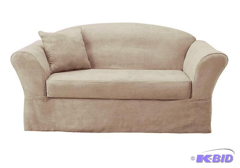 lot 85 image: Soft Suede 2 pc Sofa Slipcover