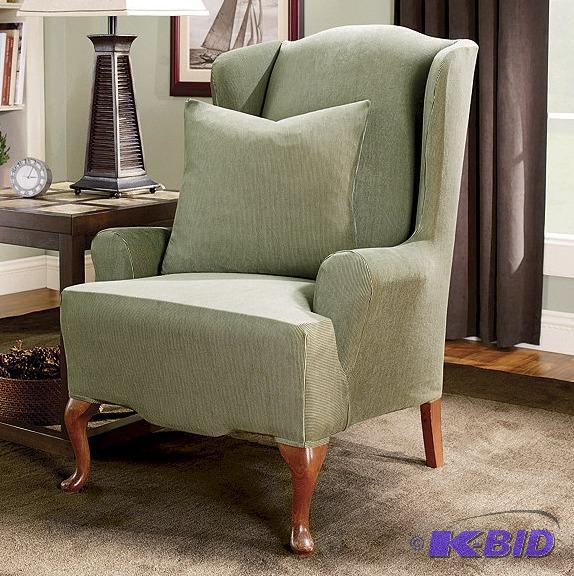 lot 98 image: Stretch Stripe Wing Chair Slipcover