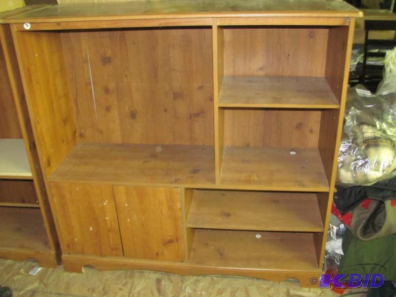 lot 129 image: Entertainment Center. Some bruised corners fr...