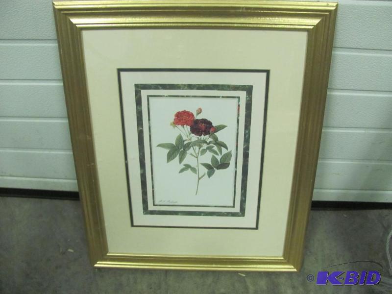 lot 51 image: Framed and Matted Floral Print by P.J. Redout...