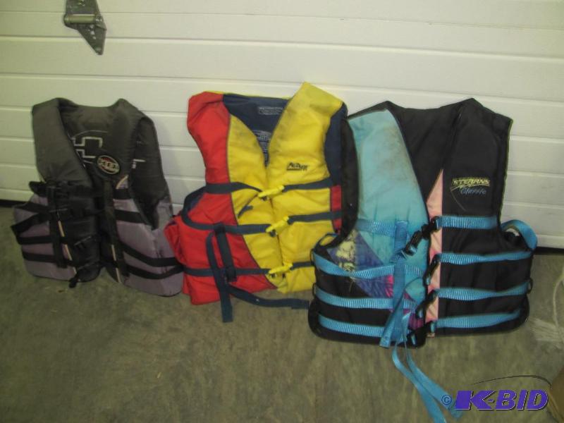lot 74 image: Three (3) Adult Life Vests. One Large and two...
