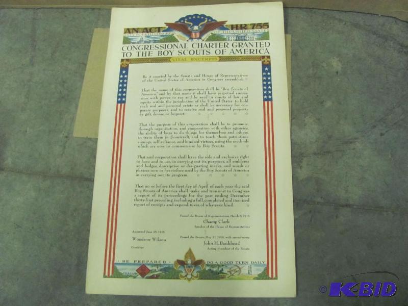 lot 81 image: Vintage Copy of Boy Scouts Charter. Not sure ...