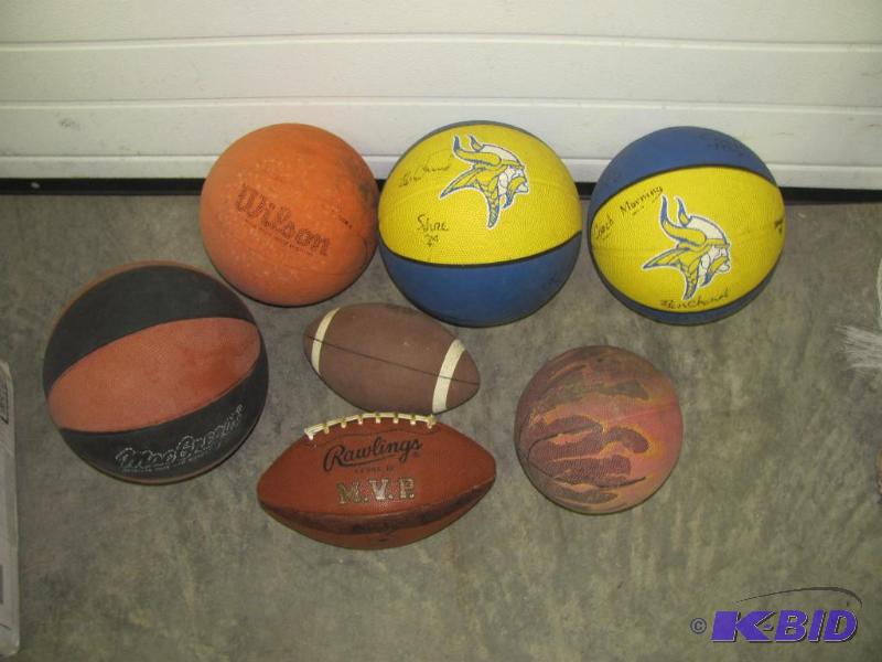 lot 94 image: Assorted Basketballs and Footballs as shown. ...