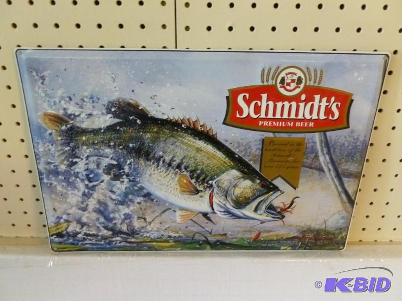 lot 10 image: Collectible Schmidts embossed metal sign tha...