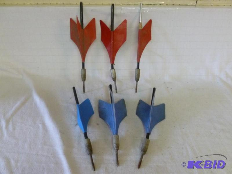 lot 106 image: Lot of six metal yard Jarts, some of the fins...