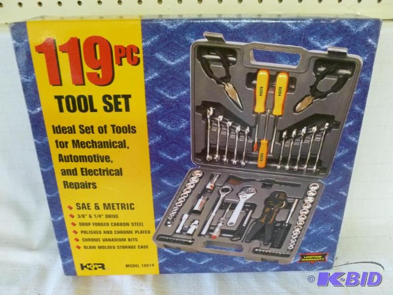 lot 108 image: KR 119 pc. tool set, appears to be new in the...