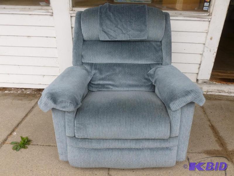 lot 14 image: La-Z-Boy reclining chair, nice light blue col...